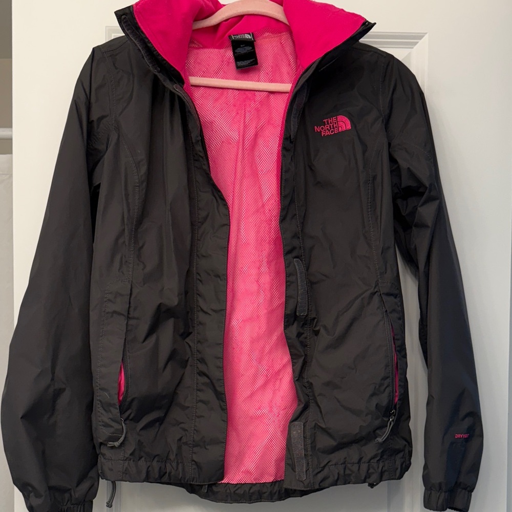 The North Face Dark Grey Jacket with Pink Lining